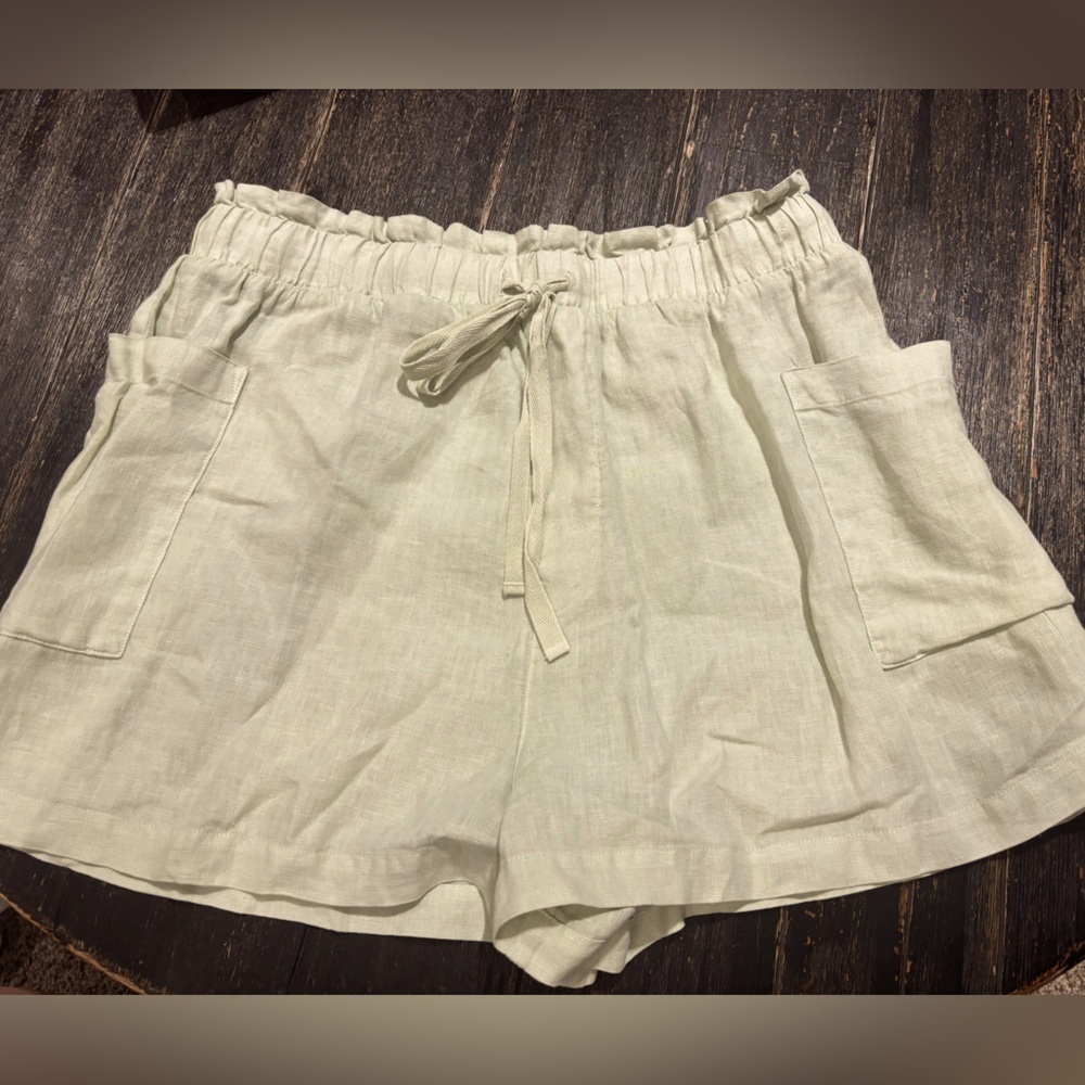 Cloth and Stone Elastic Drawstring 100% Linen Shorts Size Large